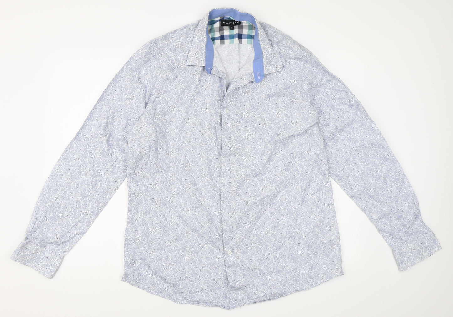 Atlantic Bay Mens Blue    Button-Up Size L