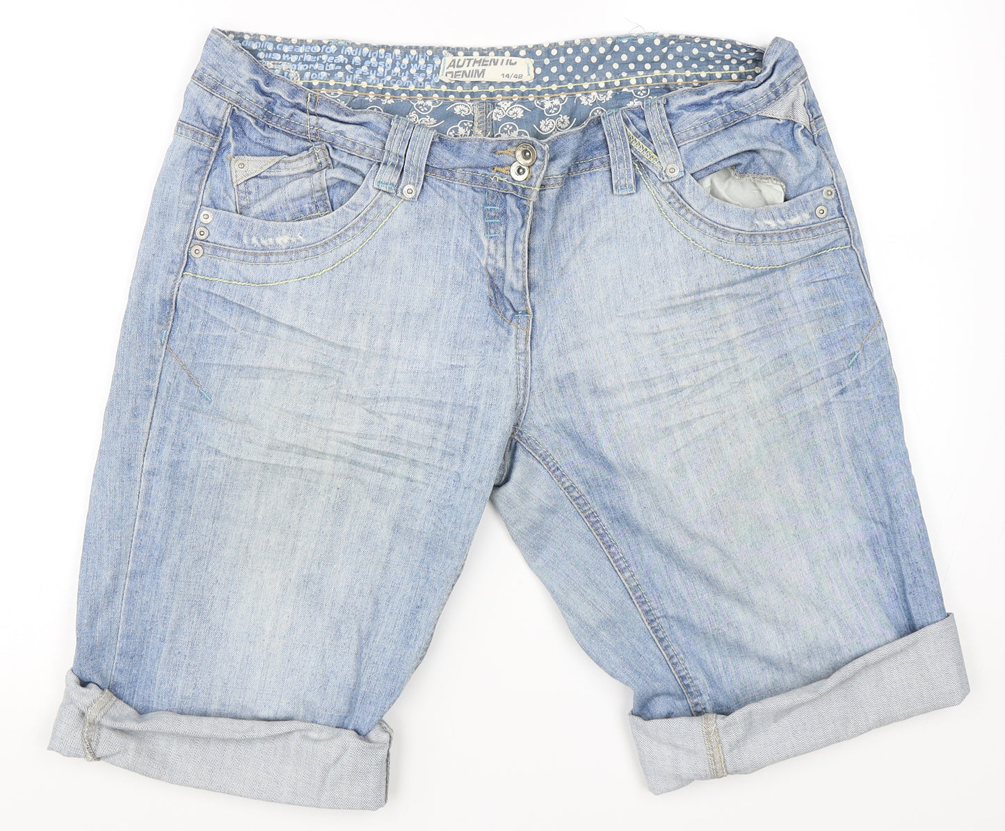 Preworn Womens Blue  Denim Bermuda Shorts Size 14