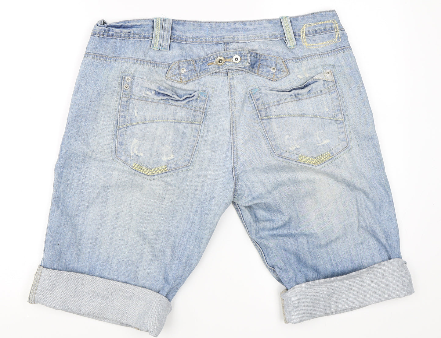 Preworn Womens Blue  Denim Bermuda Shorts Size 14