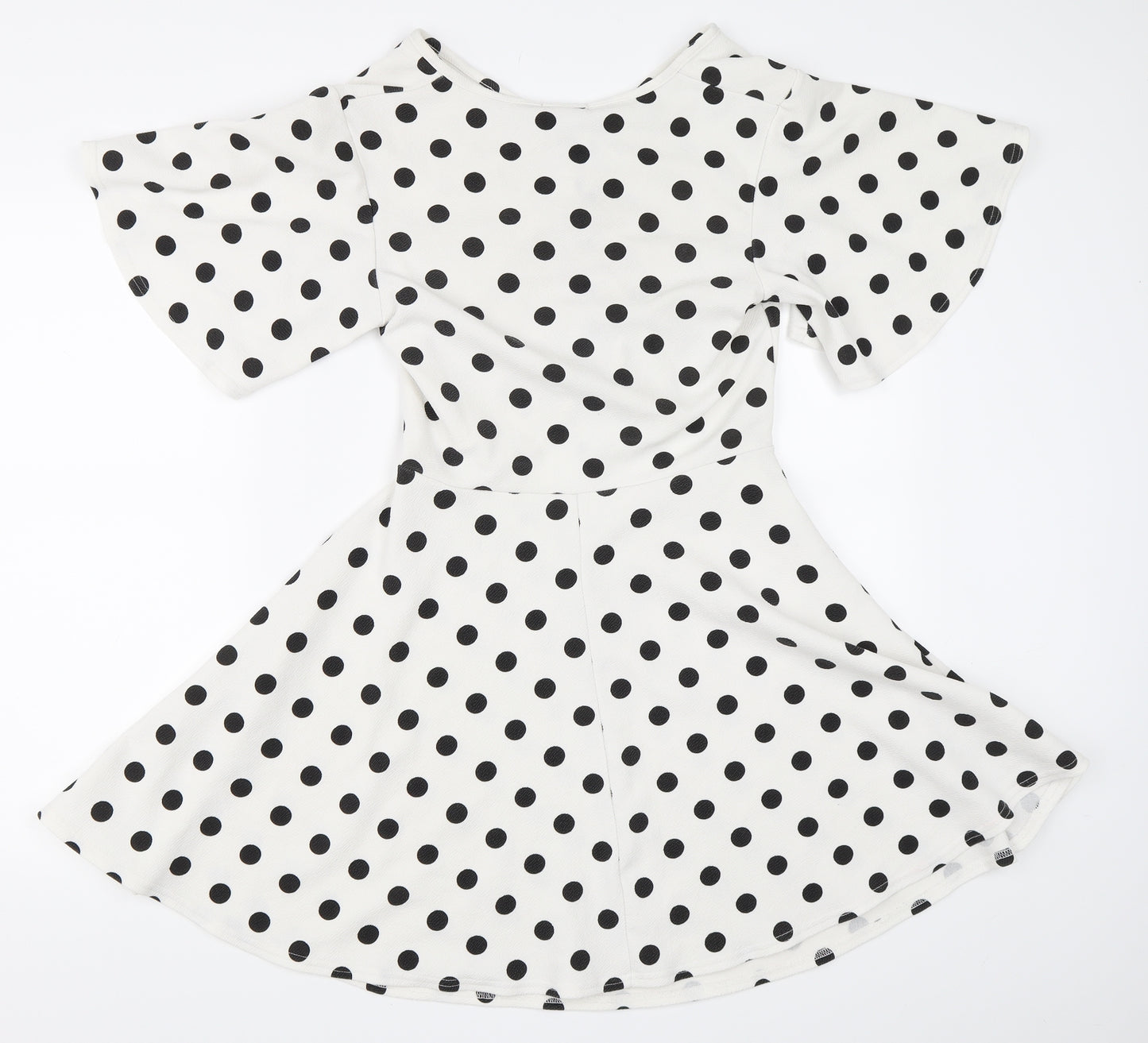 Boohoo Womens White Polka Dot  Skater Dress  Size 14