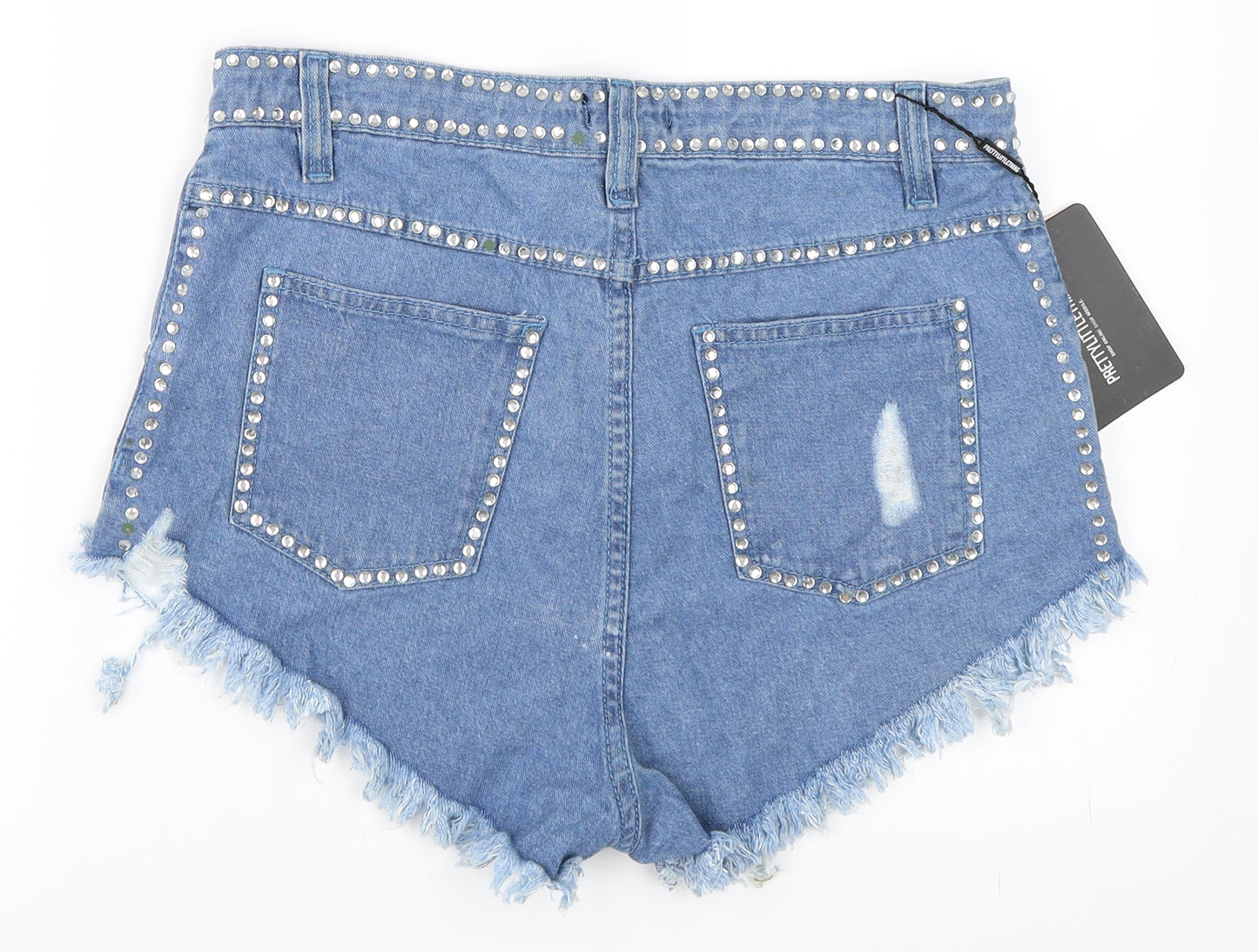 PRETTYLITTLETHING Womens Blue  Denim Hot Pants Shorts Size 12