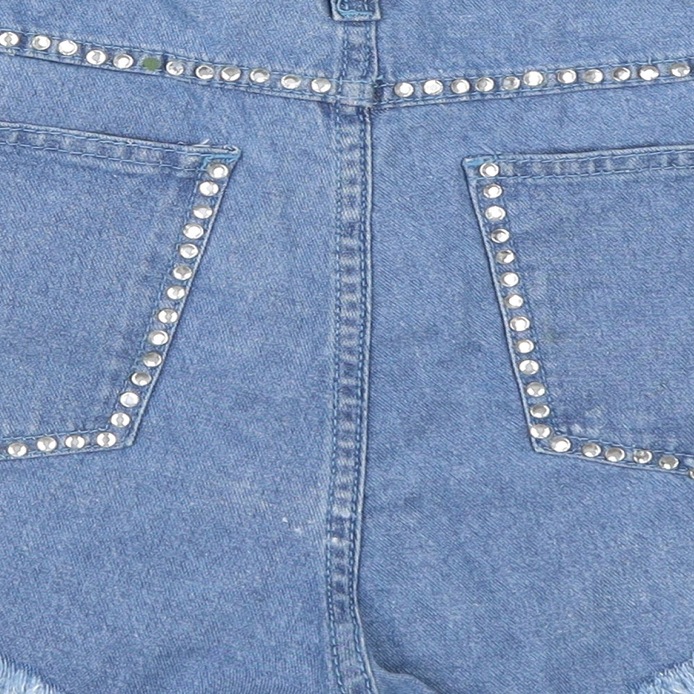 PRETTYLITTLETHING Womens Blue  Denim Hot Pants Shorts Size 12