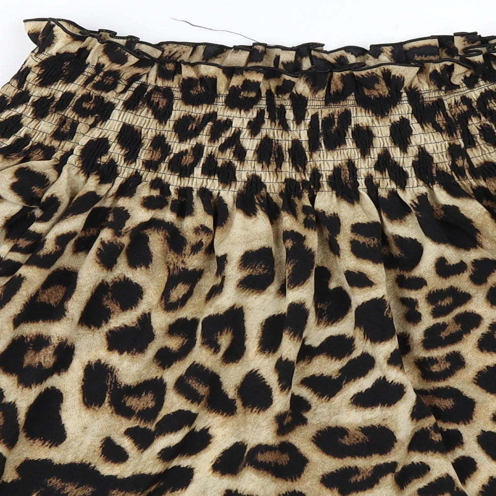 Preworn Womens Beige Animal Print  Basic Blouse Size XL  - Leopard print