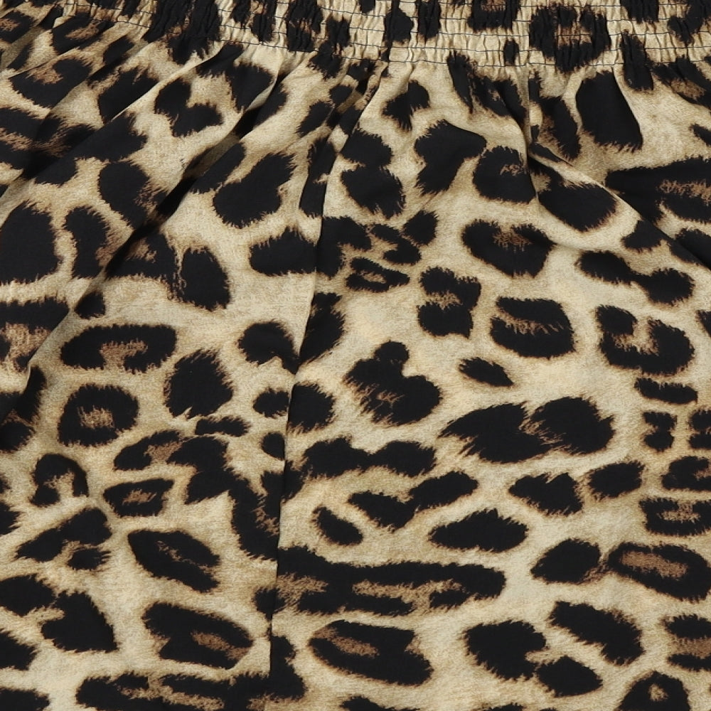 Preworn Womens Beige Animal Print  Basic Blouse Size XL  - Leopard print