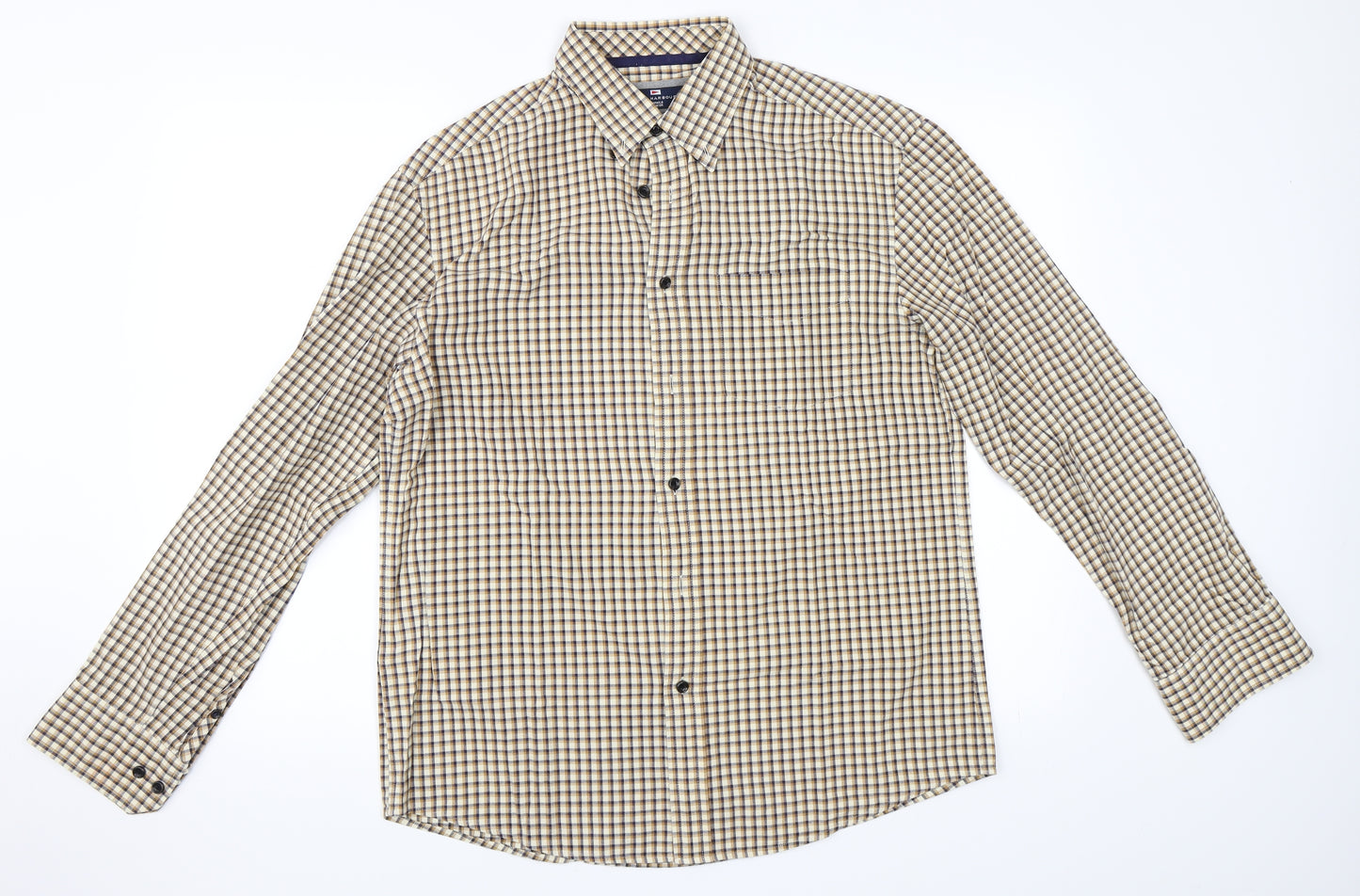 Marks and Spencer Mens Beige Check   Button-Up Size M