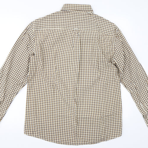 Marks and Spencer Mens Beige Check   Button-Up Size M