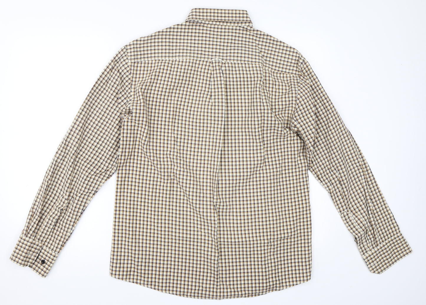 Marks and Spencer Mens Beige Check   Button-Up Size M
