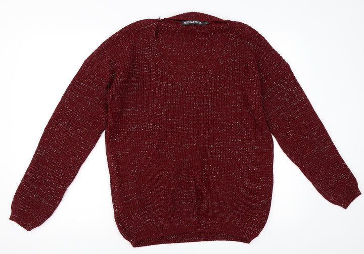 Misspap Womens Red Pullover Jumper Size M