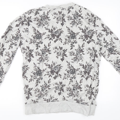 FOREVER 21 Mens Grey Floral  Pullover Sweatshirt Size S