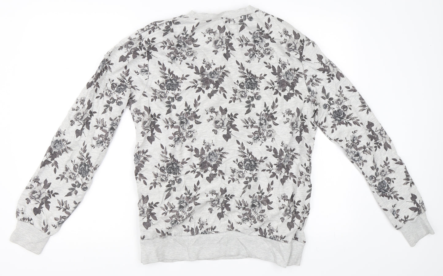 FOREVER 21 Mens Grey Floral  Pullover Sweatshirt Size S