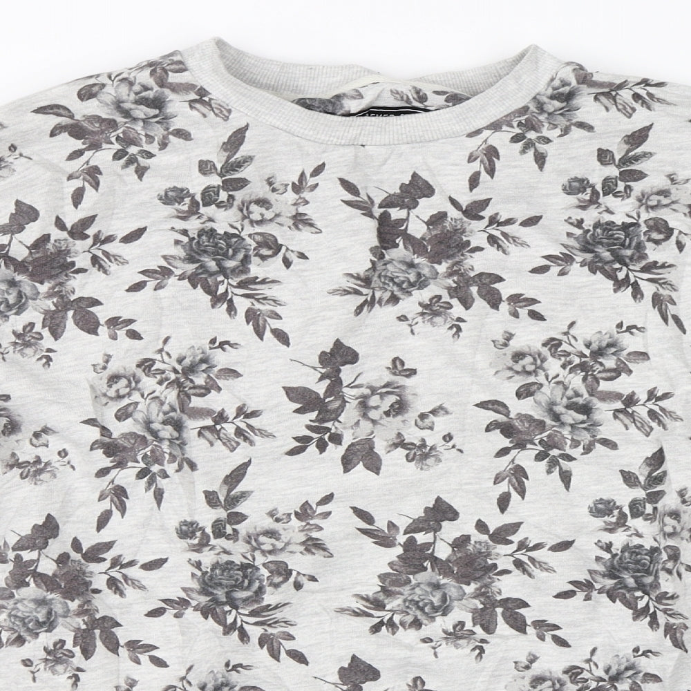 FOREVER 21 Mens Grey Floral  Pullover Sweatshirt Size S