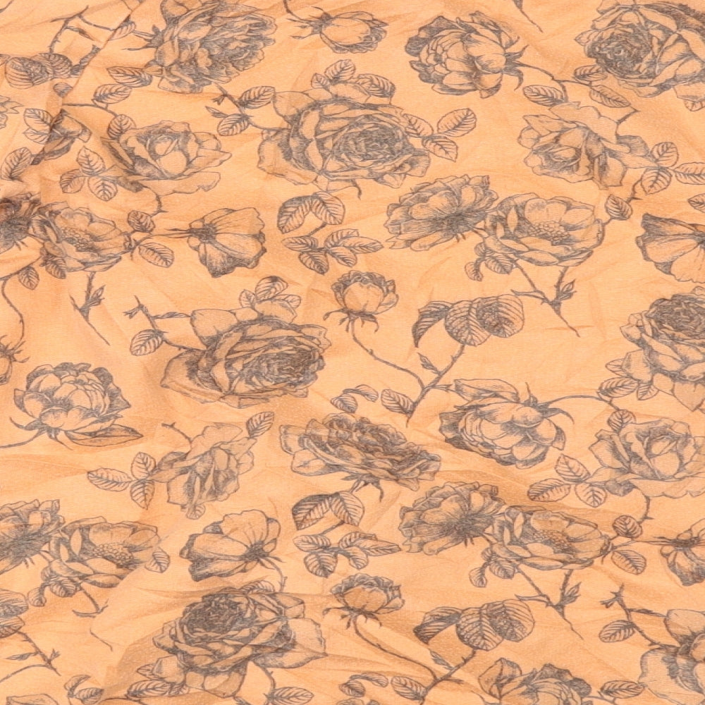 Postcard Womens Orange Floral  Pullover Sweatshirt Size M