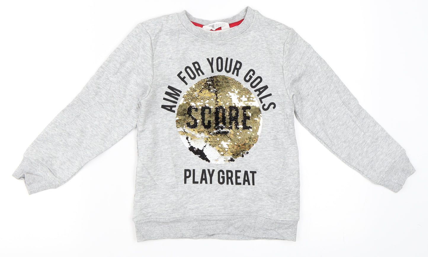 H&M Girls Grey   Pullover Sweatshirt Size 5-6 Years