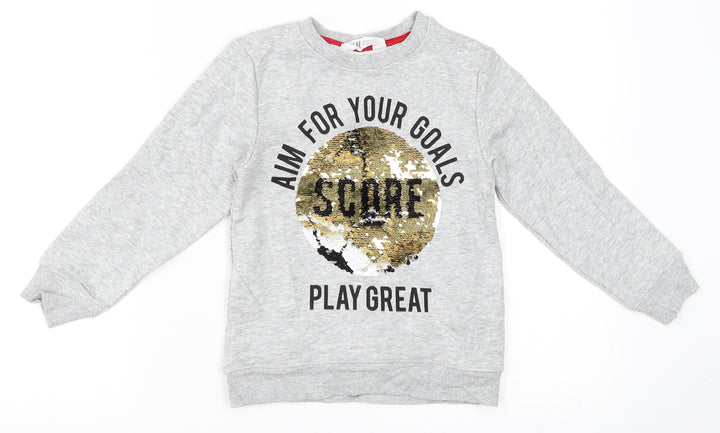 H&M Girls Grey   Pullover Sweatshirt Size 5-6 Years