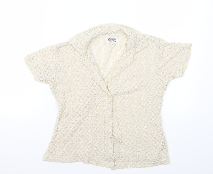 Nouveau Edition Womens Beige   Basic Button-Up Size M