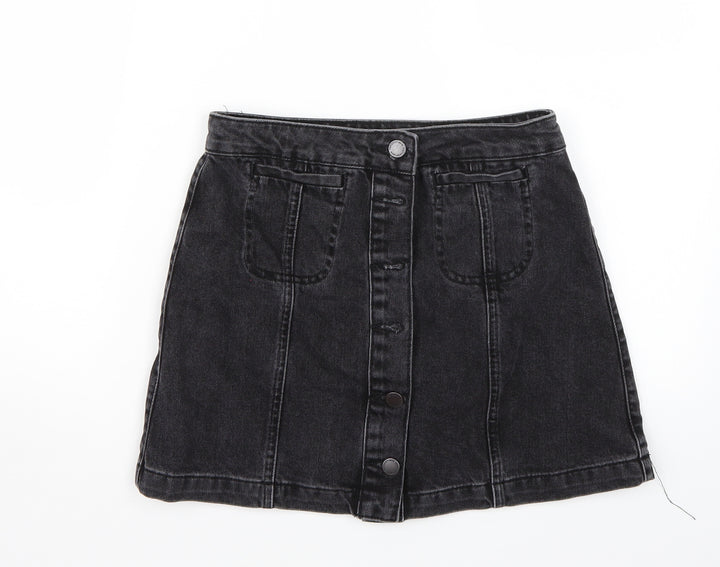 Topshop Womens Grey A-Line Skirt Size 8