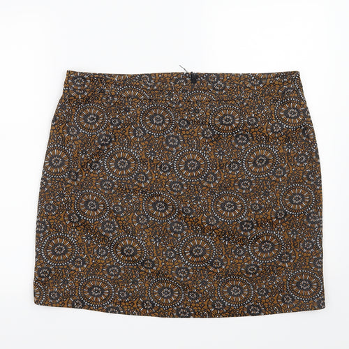 TU Womens Orange Geometric  Mini Skirt Size 16