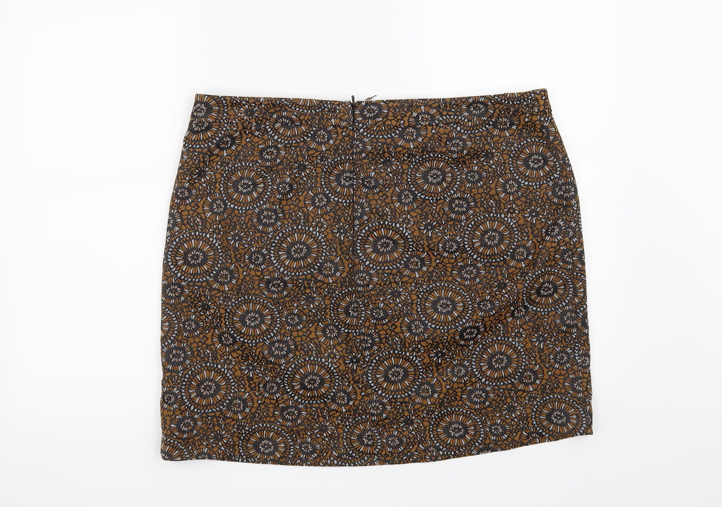 TU Womens Orange Geometric  Mini Skirt Size 16