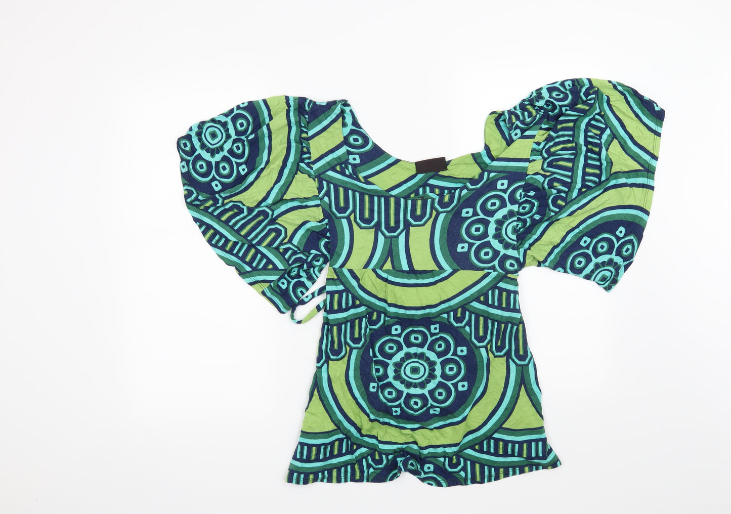 Principles Womens Blue Geometric  Basic Blouse Size 12