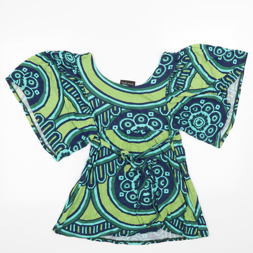 Principles Womens Blue Geometric  Basic Blouse Size 12