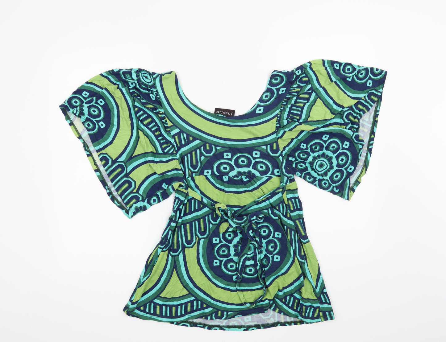 Principles Womens Blue Geometric  Basic Blouse Size 12