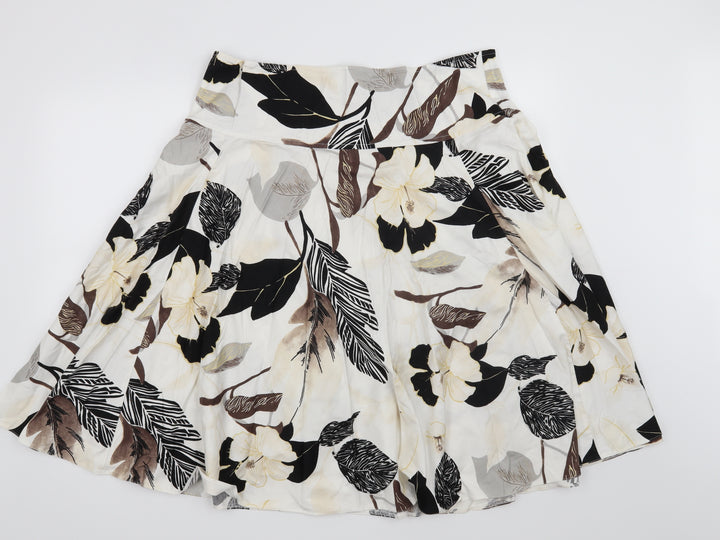 Fosby Womens White Floral A-Line Skirt