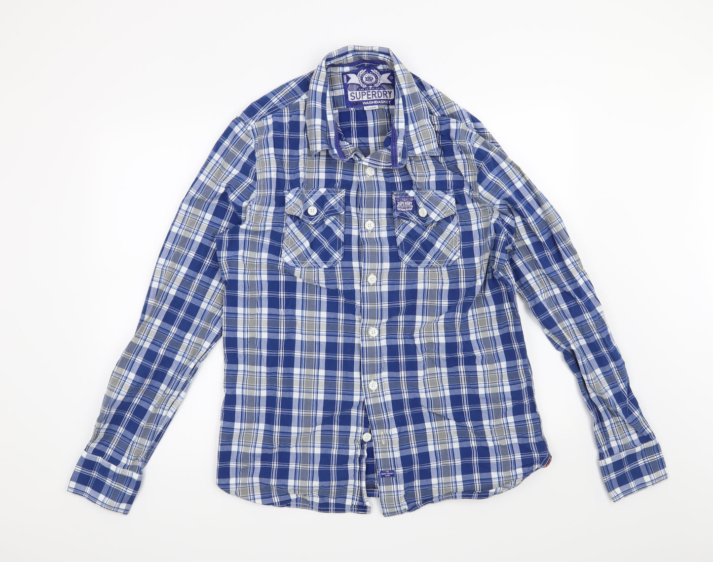 Superdry Mens Blue Check   Button-Up Size XL