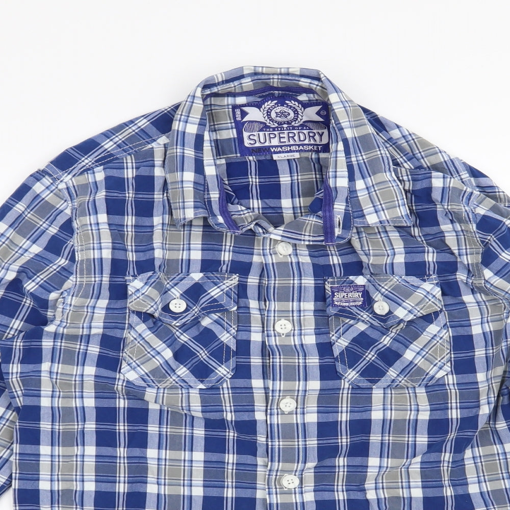 Superdry Mens Blue Check   Button-Up Size XL