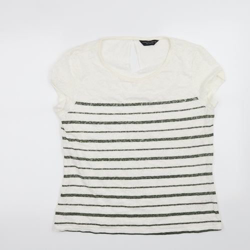 Dorothy Perkins Womens White Striped  Basic T-Shirt Size 16
