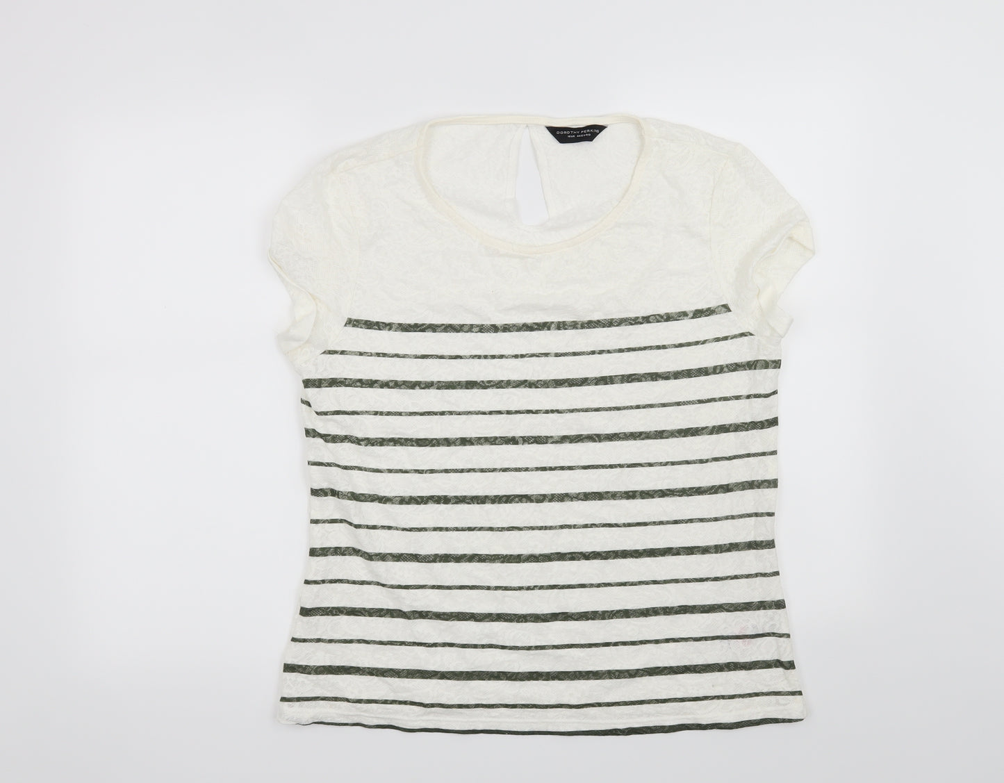 Dorothy Perkins Womens White Striped  Basic T-Shirt Size 16