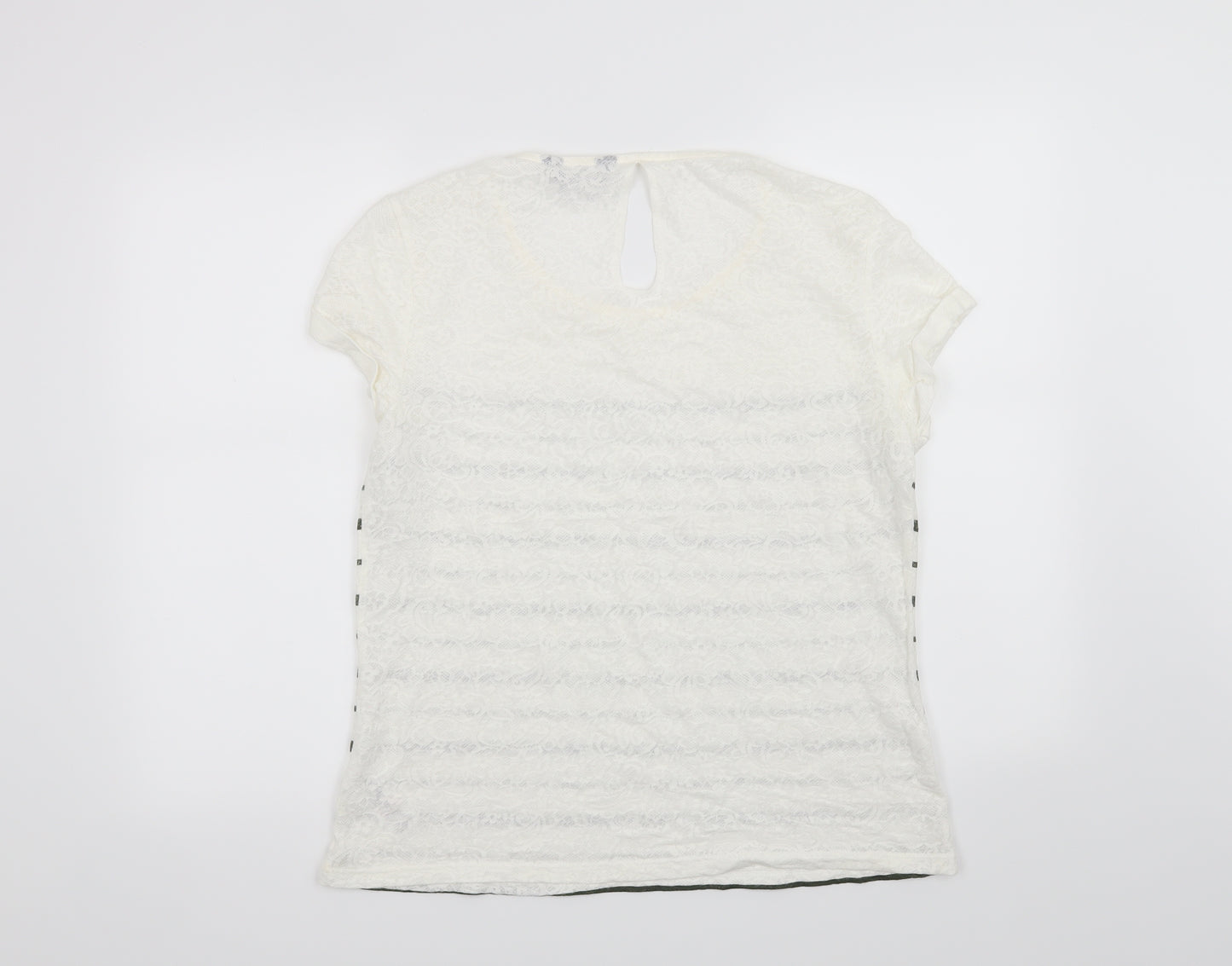 Dorothy Perkins Womens White Striped  Basic T-Shirt Size 16