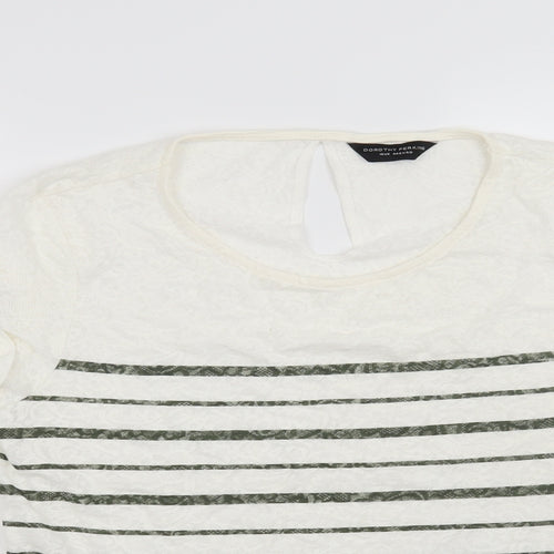 Dorothy Perkins Womens White Striped  Basic T-Shirt Size 16