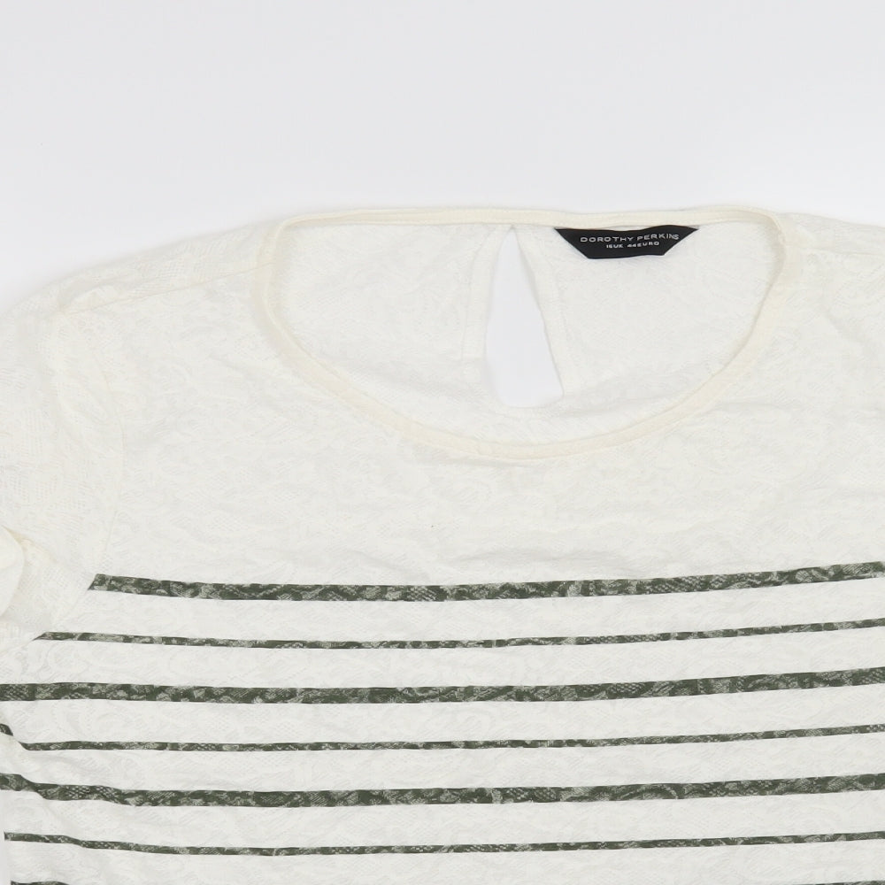 Dorothy Perkins Womens White Striped  Basic T-Shirt Size 16
