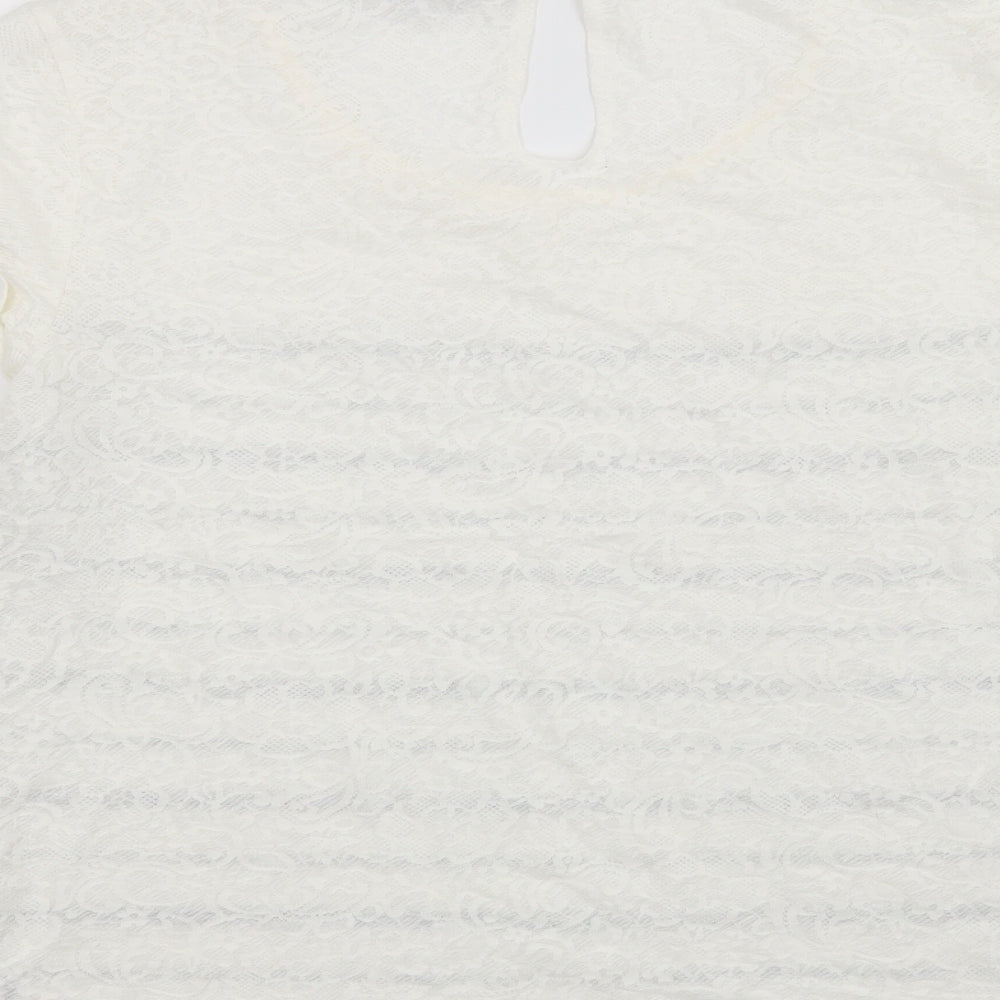Dorothy Perkins Womens White Striped  Basic T-Shirt Size 16