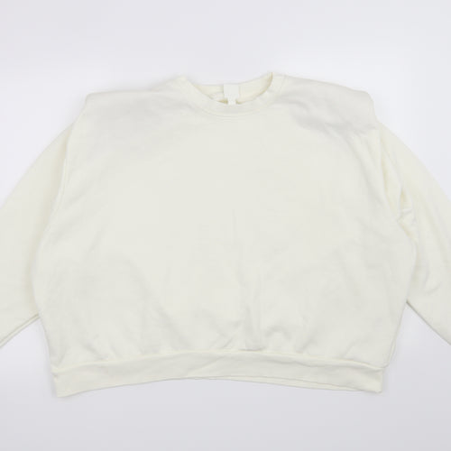 H&M Womens White   Pullover Sweatshirt Size 2XL