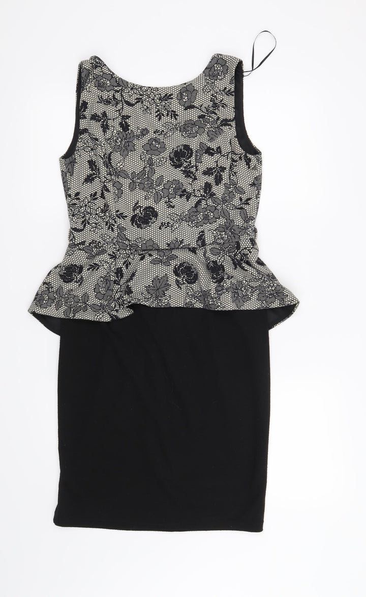 Billie & Blossom Womens Black Floral Shift Size 12