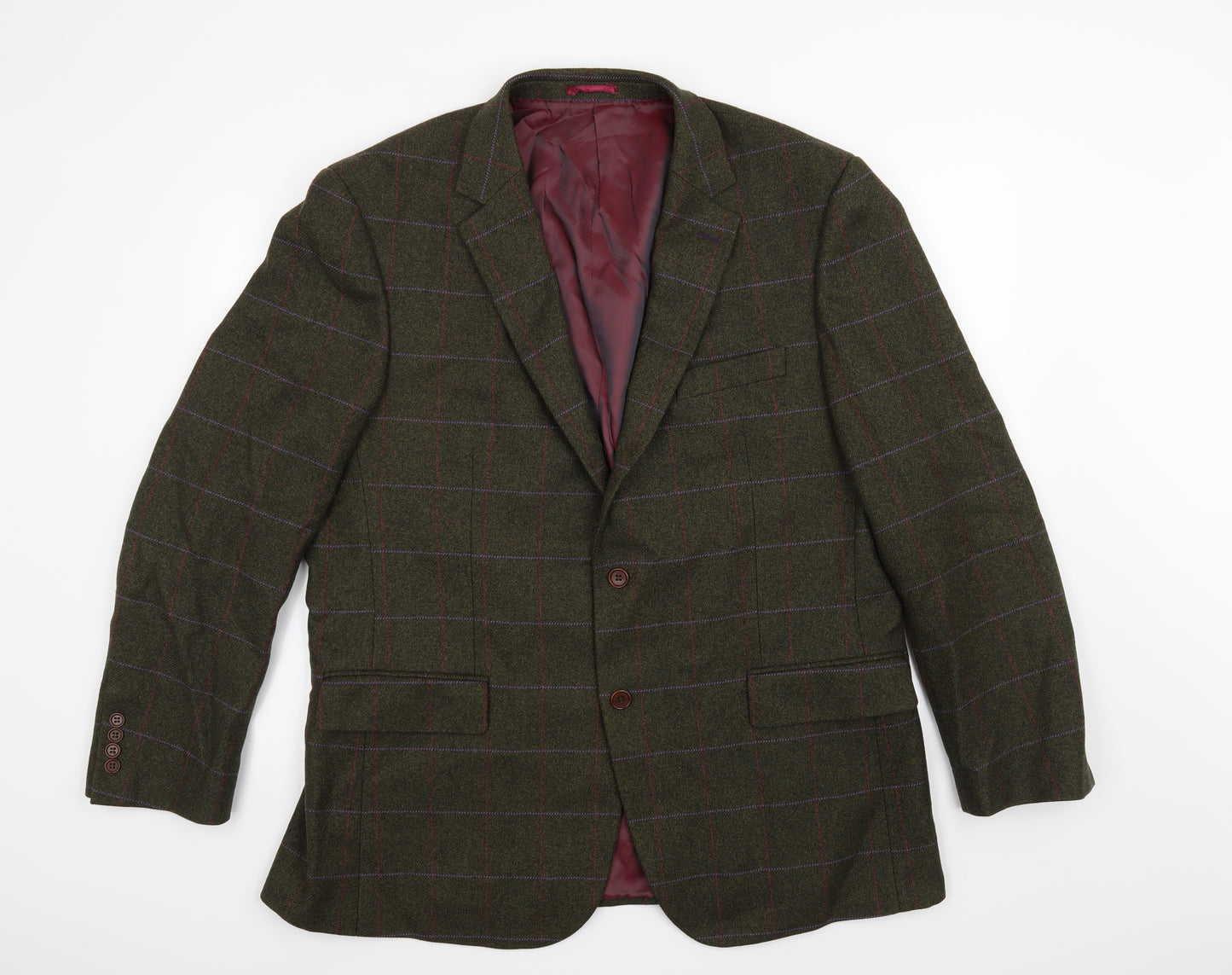 Robert Noble Mens Green Check  Jacket Blazer Size 46