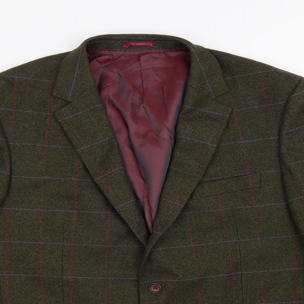 Robert Noble Mens Green Check  Jacket Blazer Size 46