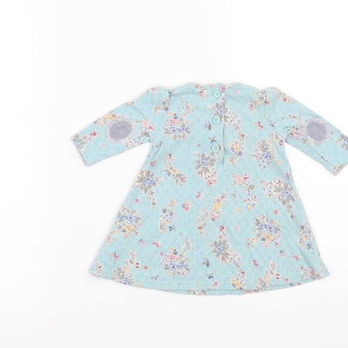 NEXT Girls Blue Floral  Skater Dress  Size 0-3 Months