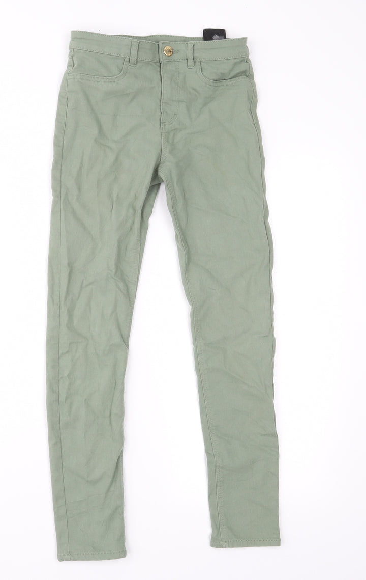 H&M Girls Green Denim Straight Jeans Size 11 Years