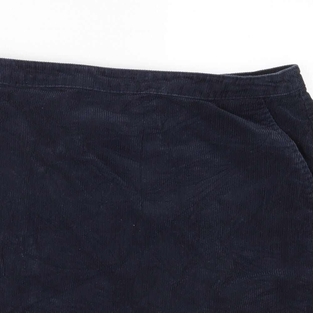 Warehouse Womens Blue  Corduroy Straight & Pencil Skirt Size 12