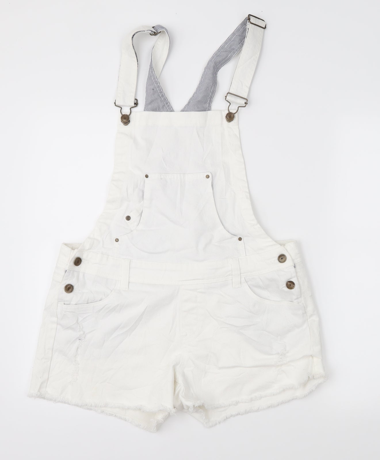 Bonobo Womens White  Damask Dungaree Shorts Shorts Size 36 in