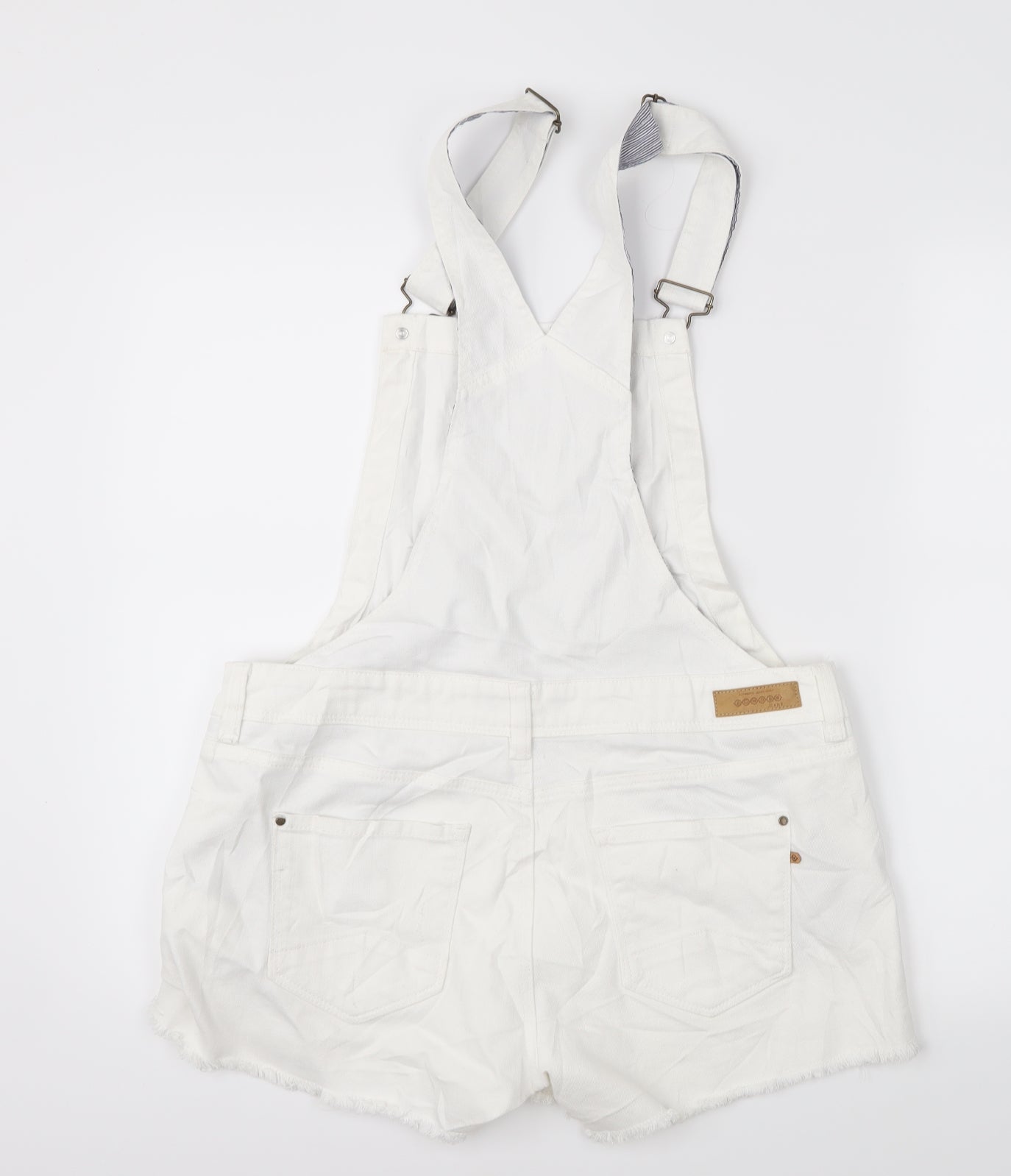 Bonobo Womens White  Damask Dungaree Shorts Shorts Size 36 in