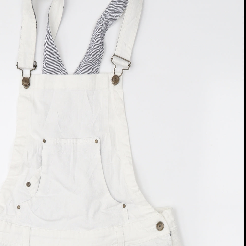 Bonobo Womens White  Damask Dungaree Shorts Shorts Size 36 in