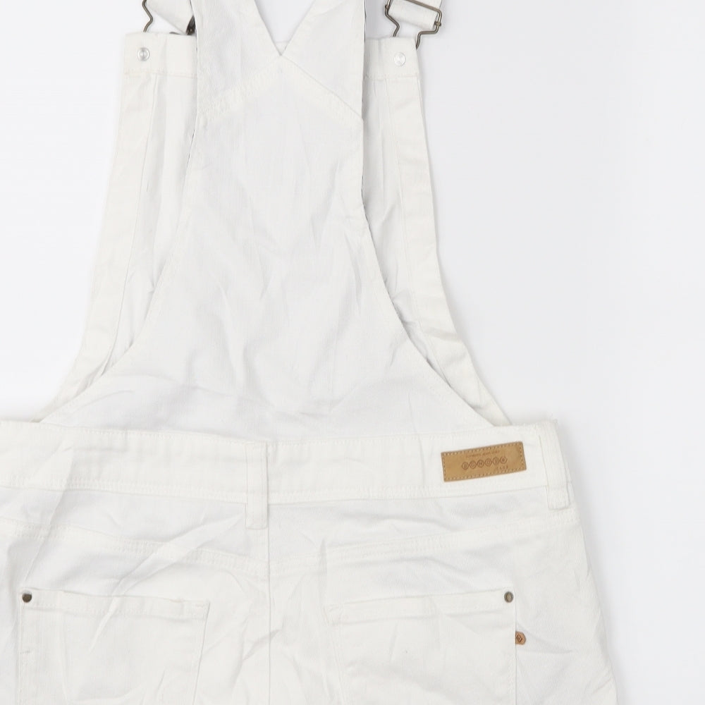 Bonobo Womens White  Damask Dungaree Shorts Shorts Size 36 in