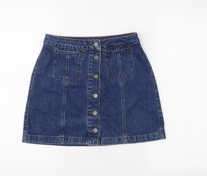 Topshop Womens Blue Denim A-Line Skirt Size 8
