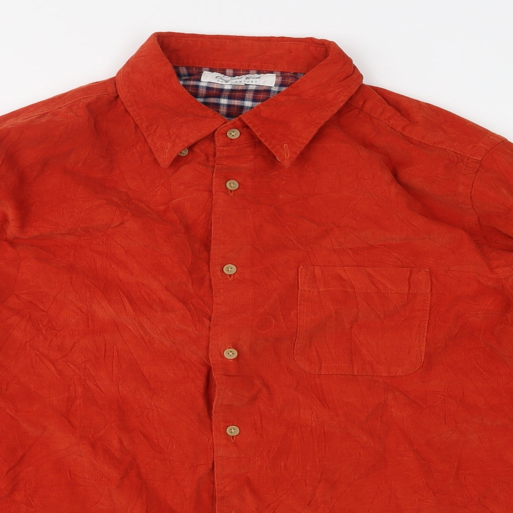 Uniqlo Mens Orange  Corduroy  Button-Up Size M