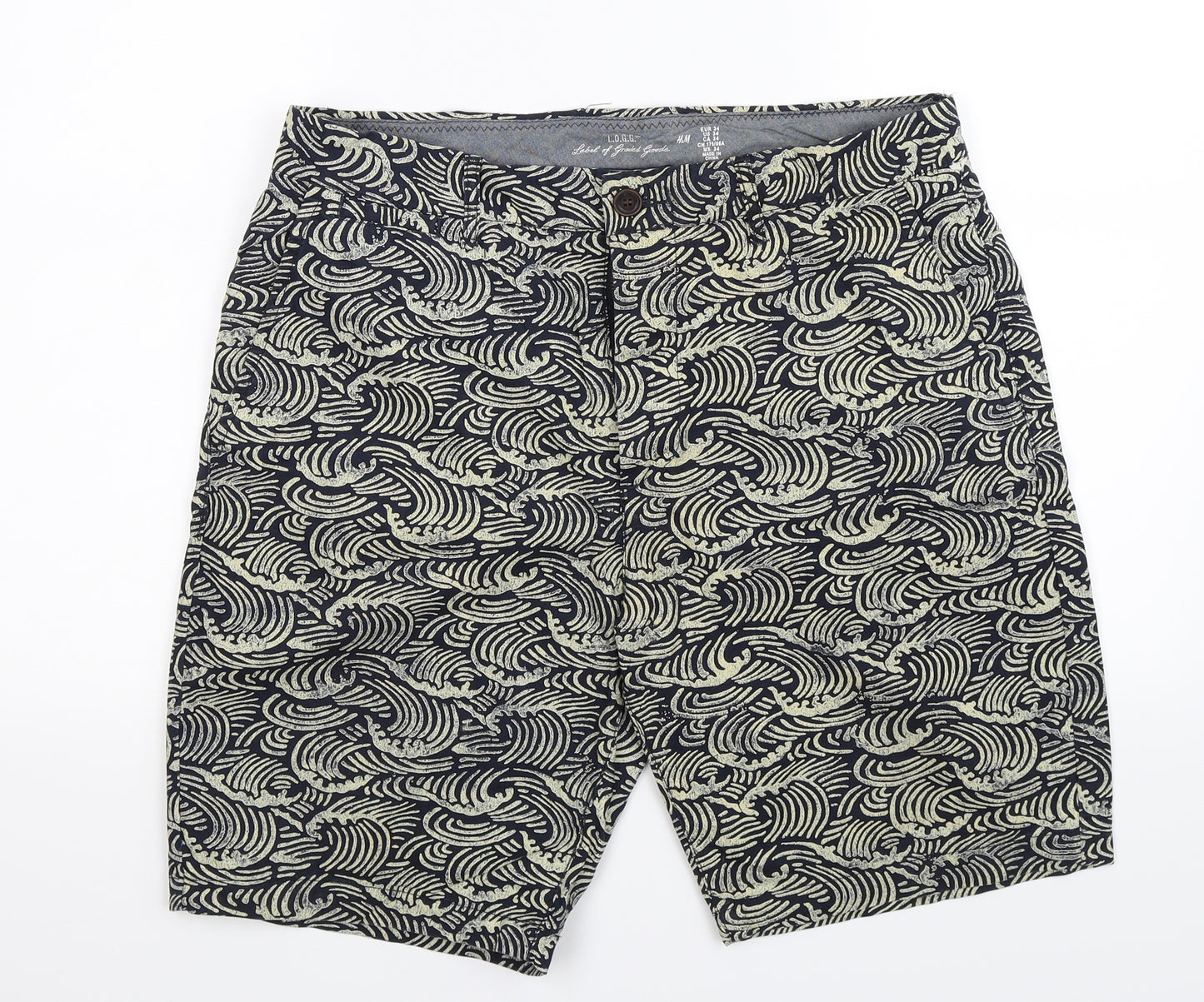 H&M Mens Blue   Chino Shorts Size 34