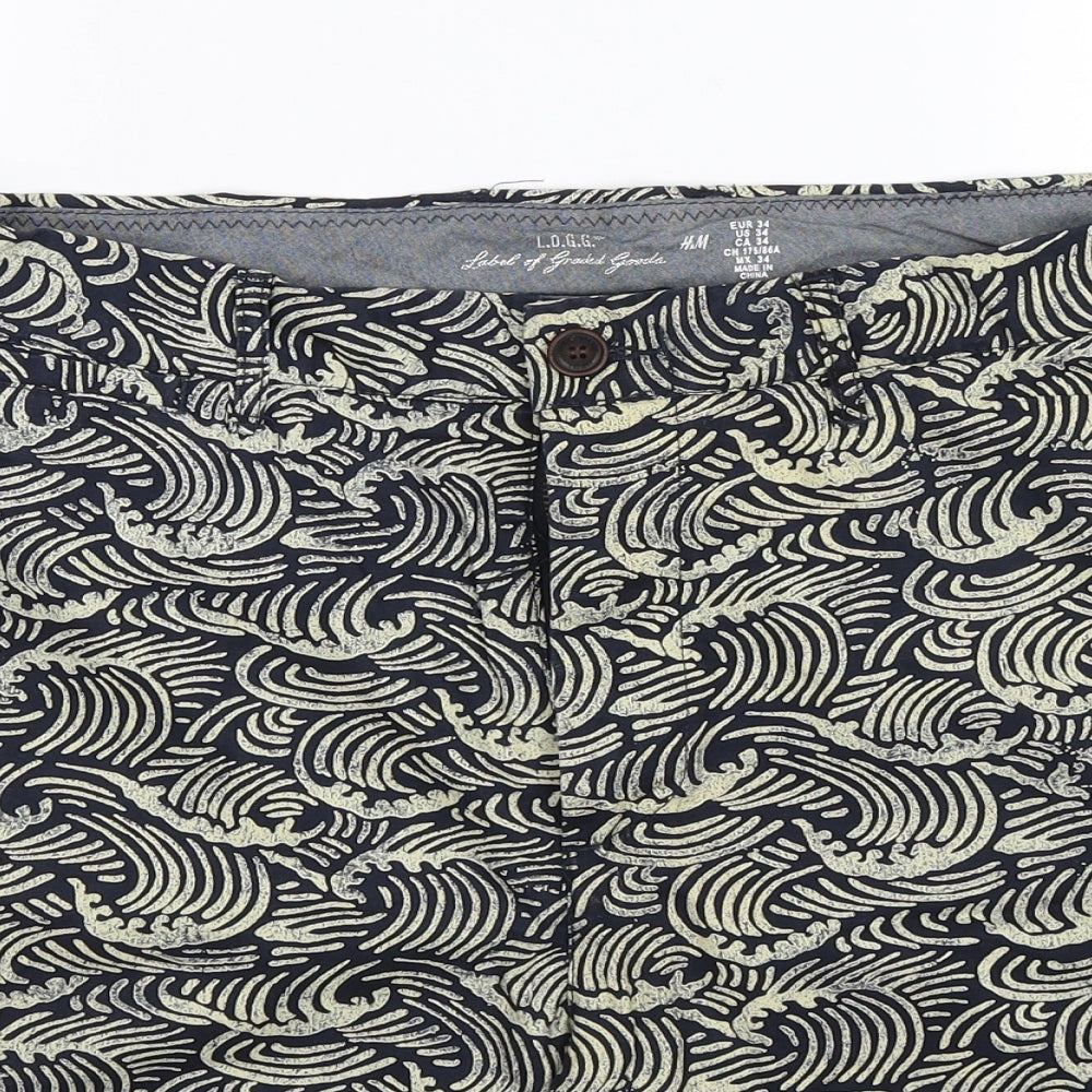H&M Mens Blue   Chino Shorts Size 34