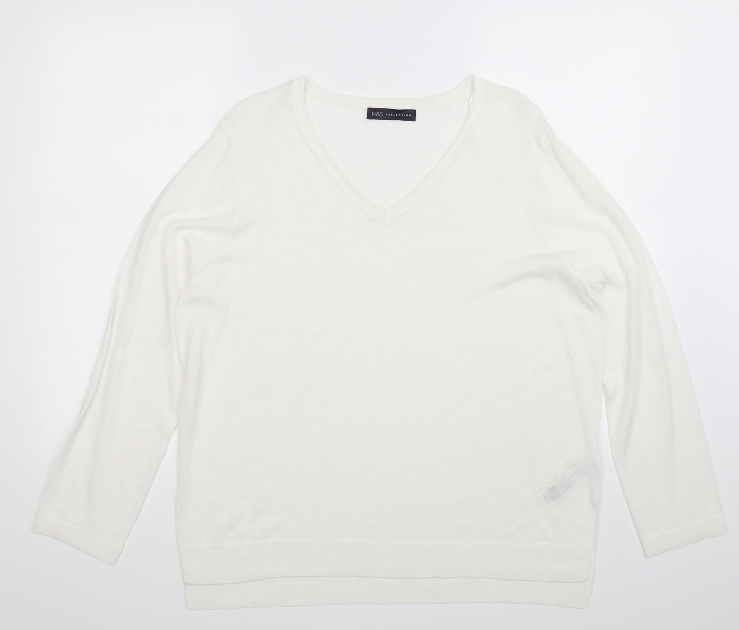 Marks and Spencer Womens White  Knit Pullover Jumper Size 18